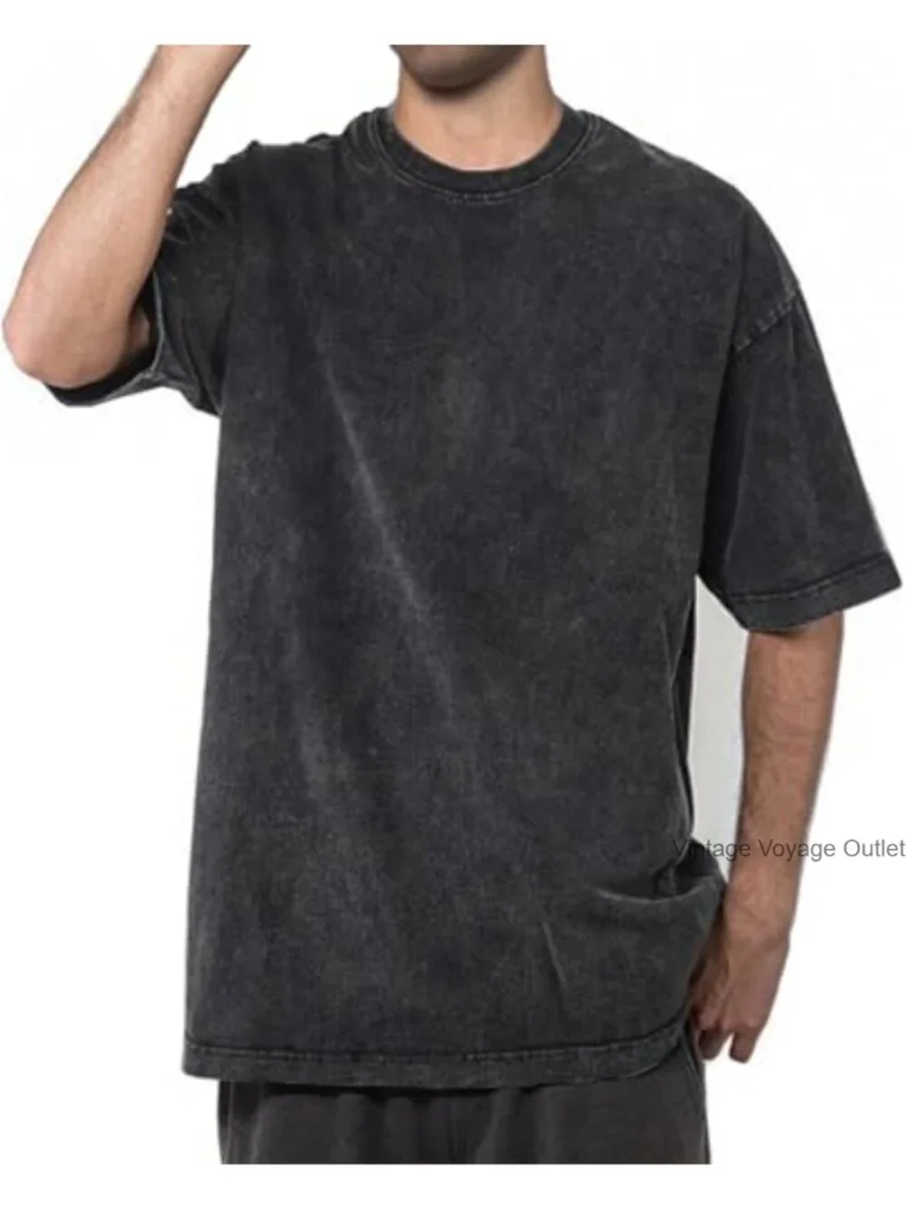 Vintage Cotton Crew Neck Tee, Loose Fit, Short Sleeve, Casual